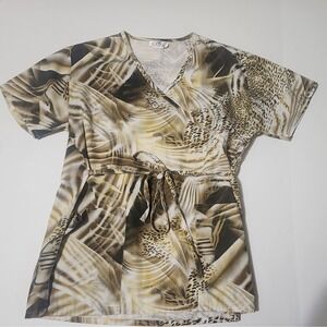 EXPO Uniform Inc ladies Nurses Scrub top Size M pockets‎ retro